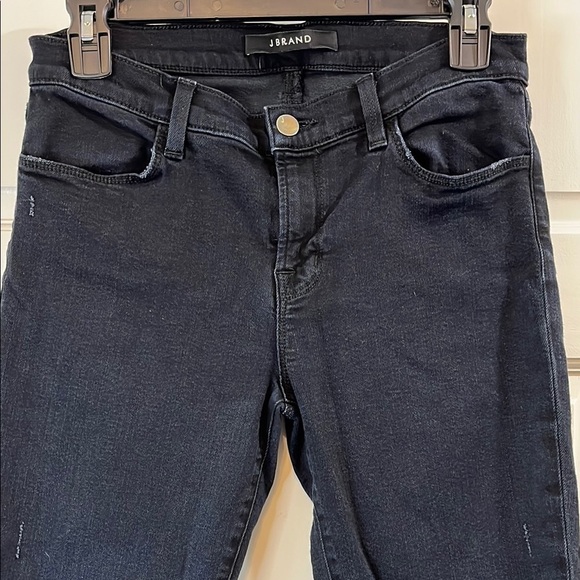 J Brand Black Blackout Denim Skinny Jeans with Raw Hems - Size 28 - Picture 4 of 11